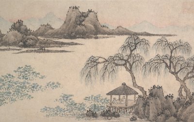 Paisaje con pabellón y sauces de Shen Zhou