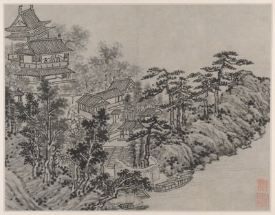 Doce vistas de la colina del tigre, Suzhou: Pabellón de escalar nubes de Shen Zhou
