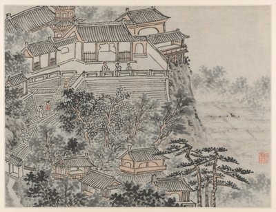 Doce Vistas de la Colina del Tigre, Suzhou: La Terraza de los Cinco Sabios, después de 1490 de Shen Zhou