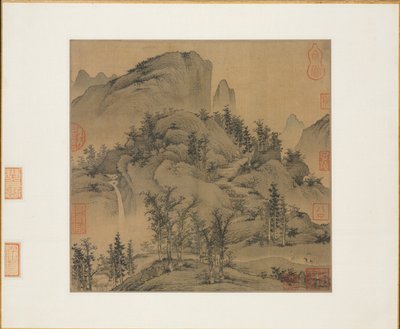 Viajeros en Montañas de Otoño de Sheng Mou