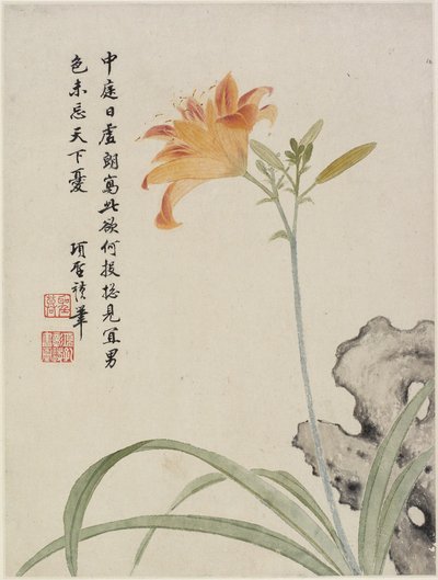 Lirio de día, de un álbum de flores de diez hojas, 1656 de Shengmo Xiang