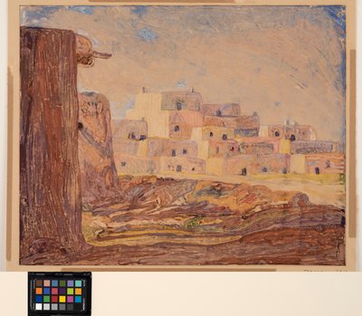 Indian Village, c.1928 (monotipo sobre papel) de Sherman Trease