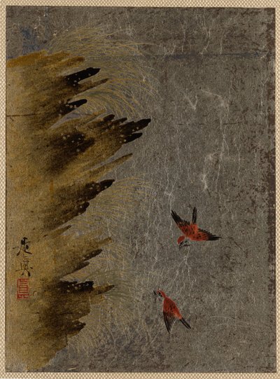 Aves y rocas salientes de Shibata Zeshin