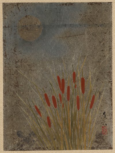 Colas de gato y luna de Shibata Zeshin