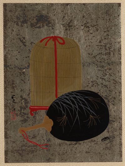 Abanico y jaula de insectos de Shibata Zeshin