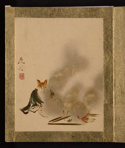 Fuchs am mystischen Feuer de Shibata Zeshin