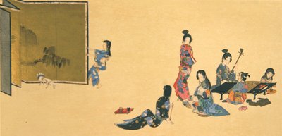 Grupo de mujeres durante la recreación, ilustración de la revista 