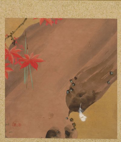Maple Leaves and Feather from Album of Paintings by the Venerable Zeshin de Shibata Zeshin