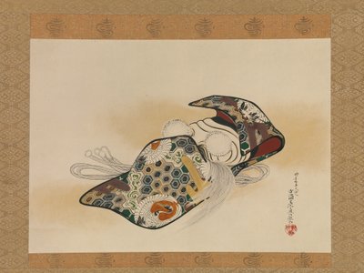 Máscara Noh: Okina, fechada en 1879 de Shibata Zeshin