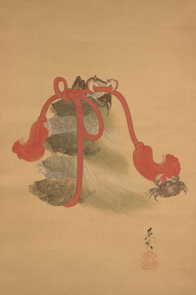 Tortugas y cangrejos, siglo XIX de Shibata Zeshin