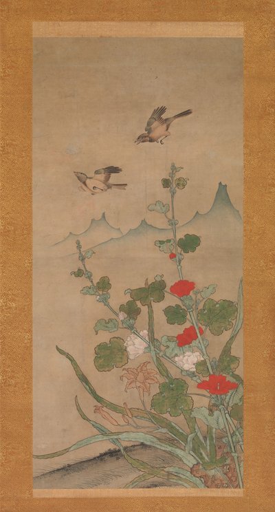 Aves y flores de verano y otoño, mediados del siglo XVI de Shikibu Terutada