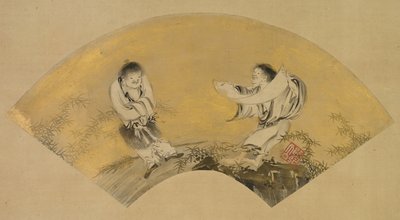 Hanshan y Shide Kanzan y Jittoku, mediados de 1500s de Shikibu Terutada