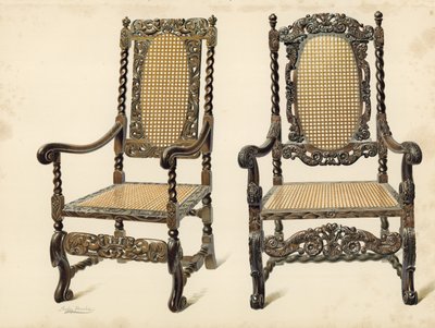 Silla, propiedad de P Macquoid; Silla, propiedad de Arthur S Cope de Shirley Charles Llewellyn Slocombe