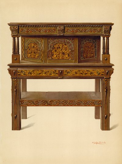 Buffet de Roble de Pie, propiedad de Edward Quilter de Shirley Charles Llewellyn Slocombe