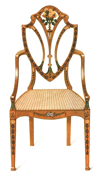 Silla de madera satinada pintada, 1908 de Shirley Charles Llewellyn Slocombe