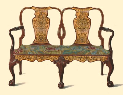 Sofá de nogal con incrustaciones de marquetería, 1905 de Shirley Charles Llewellyn Slocombe