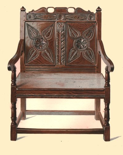Silla doble de roble galés, 1904 de Shirley Charles Llewellyn Slocombe