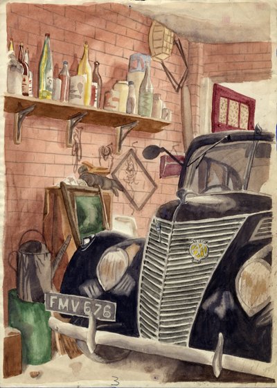 Coche en el garaje, c. 1950 de Shirley Markham
