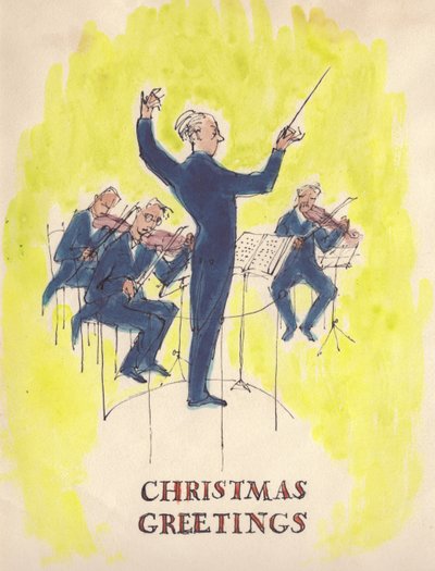 Director y orquesta, tarjeta de Navidad, 1952 de Shirley Markham