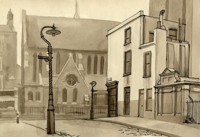 Farola e iglesia, c. 1951 de Shirley Markham
