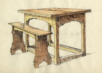 Mesa de roble y forma, principios del siglo XVI, c.1951 de Shirley Markham