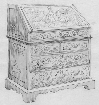 Gabinete de laca roja, 1950 de Shirley Markham