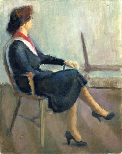 Mujer sentada en azul marino, 1952 de Shirley Markham