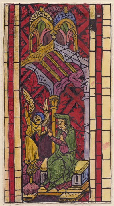 La Anunciación a Santa Ana, sección de ventana de vidrio teñido, 1951 de Shirley Markham