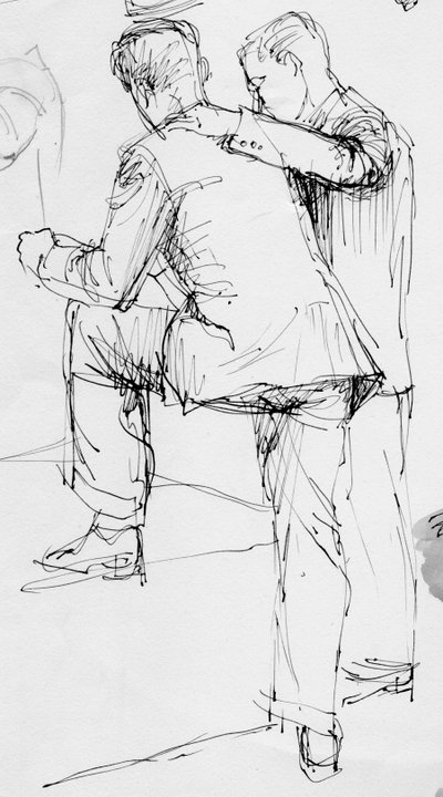 Dos hombres de pie de Shirley Markham