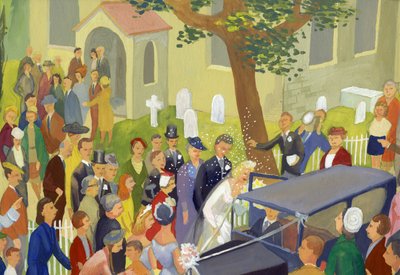 Grupo de boda en el cementerio, c. 1948 de Shirley Markham