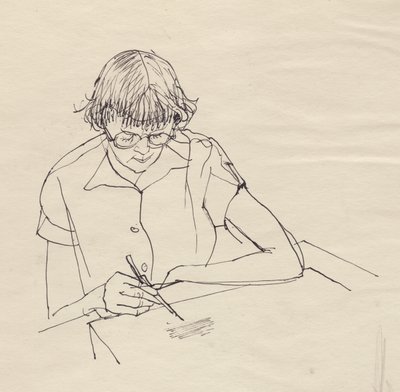 Mujer dibujando, c. 1950 de Shirley Markham