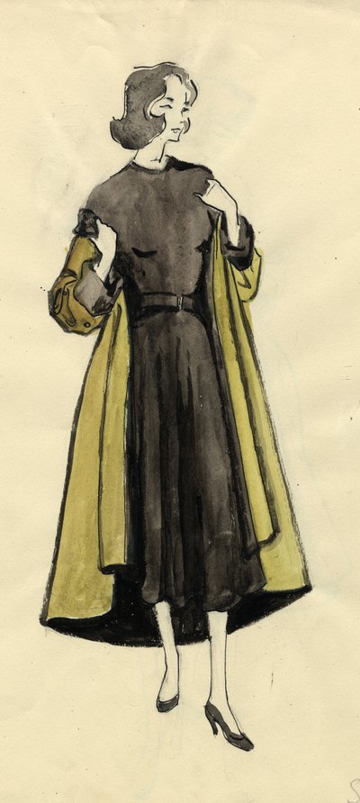 Mujer con abrigo oliva de Shirley Markham
