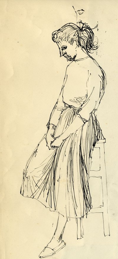 Mujer sentada en un taburete de Shirley Markham