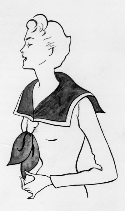 Mujer con blusa de marinero, c. 1950 de Shirley Markham