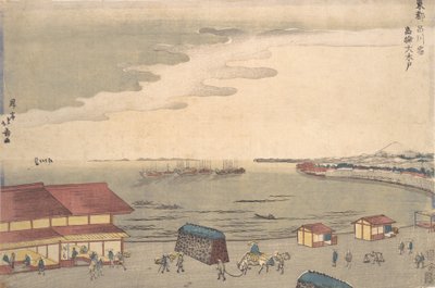 Escena costera mostrando influencia europea de Shotei Hokuju