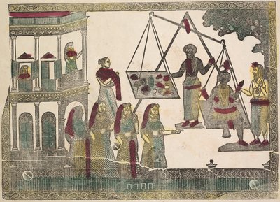 Krishna Weighted against Precious Objects (?) (verso) de Shri Gobinda Chandra Roy