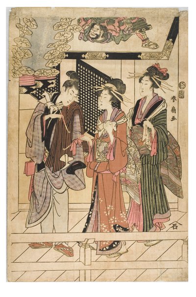 Visita a un santuario de Shunsen Katsukawa
