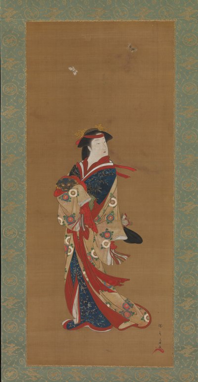 Belleza con mariposas, siglo XVIII de Shunsho
