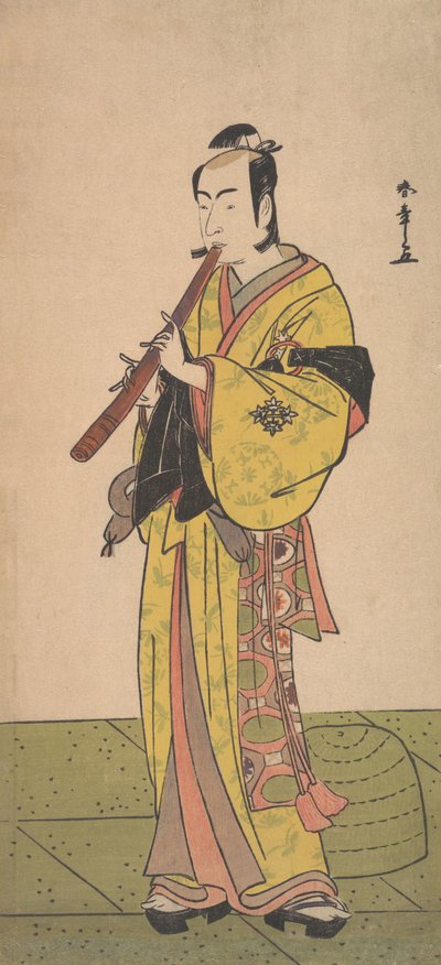 Ichikawa Bennosuke como un hombre con atuendo de Komuso de Shunsho