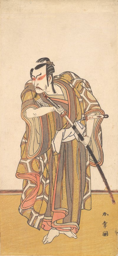 Ichikawa Danzo III como un samurái desenvainando una espada de Shunsho