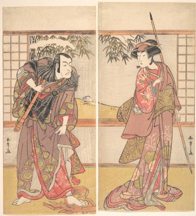 Actores de Kabuki Osagawa Tsuneyo II e Ichikawa Danjuro V de Shunsho