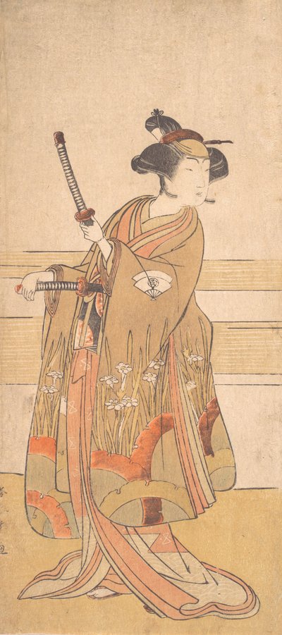 Onoe Tamizo como una mujer samurái, ca. 1775 o 1776 de Shunsho