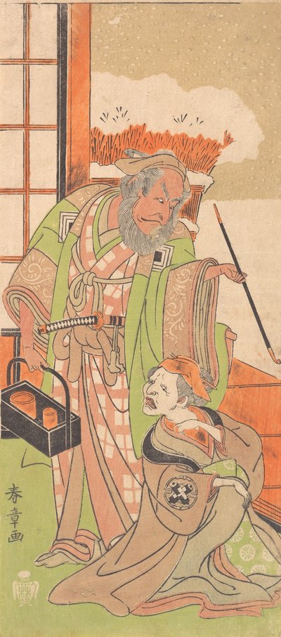 Escena del Segundo Acto del Drama Kawaranu Hana Sakae Hachinoki, 12º mes, 1769 de Shunsho