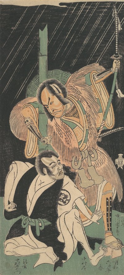Escena del tercer acto del drama Soga Aigo, primavera de 1769 de Shunsho