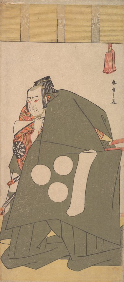El Actor Nakamura Nakazo en Shibaraku con Túnicas Verde Oscuro de Shunsho
