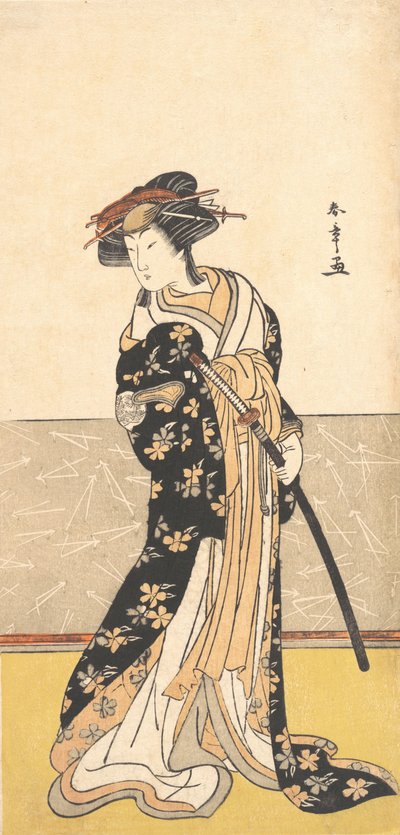 El Actor Nakamura Riko, como una Cortesana con una Espada, ca. 1780 de Shunsho