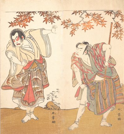 Los actores Ichimura Uzaemon y Arashi Sangoro, ca. 1773 de Shunsho