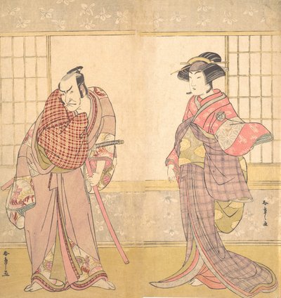 El Quinto Ichikawa Danjuro como un Hombre de Pie en una Habitación de Shunsho