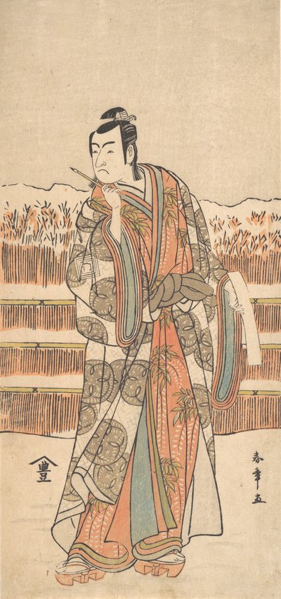 El segundo Ichikawa Monnosuke como un hombre de alto rango de pie en la nieve, ca. 1786-87 de Shunsho