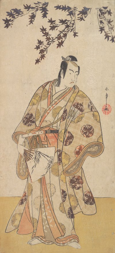 El tercer Ichikawa Yaozo como un daimyo bajo un arce de Shunsho